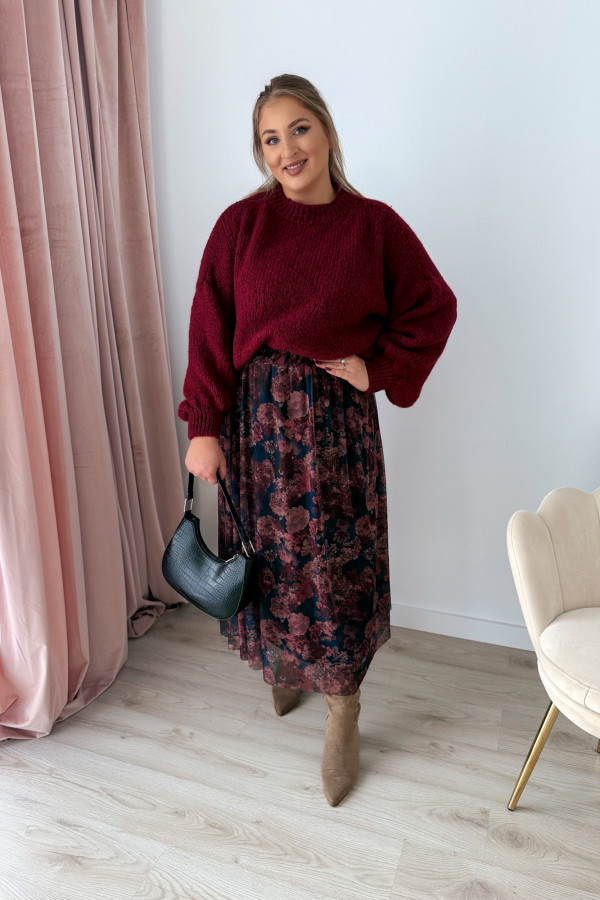Spódnica maxi siateczkowa czarna w jesienne kwiaty Mariella 14