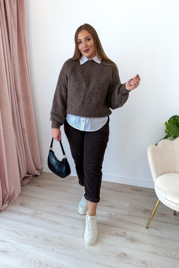 Sweter oversize z wełną i wiskozą Meggie - fango