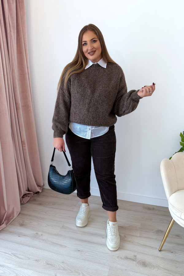 Sweter oversize z wełną i wiskozą Meggie - fango 5