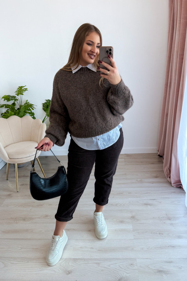 Sweter oversize z wełną i wiskozą Meggie - fango 9