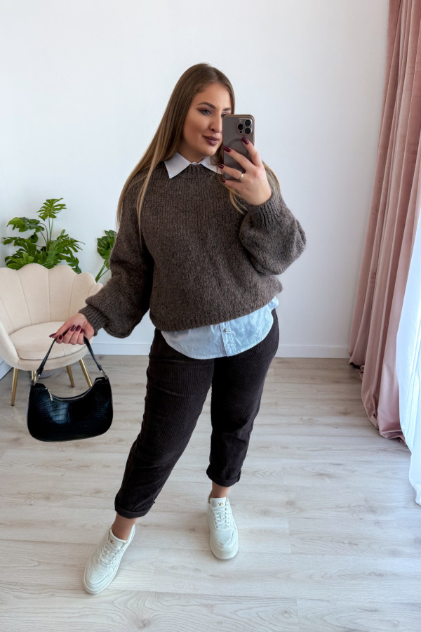 Sweter oversize z wełną i wiskozą Meggie - fango 10