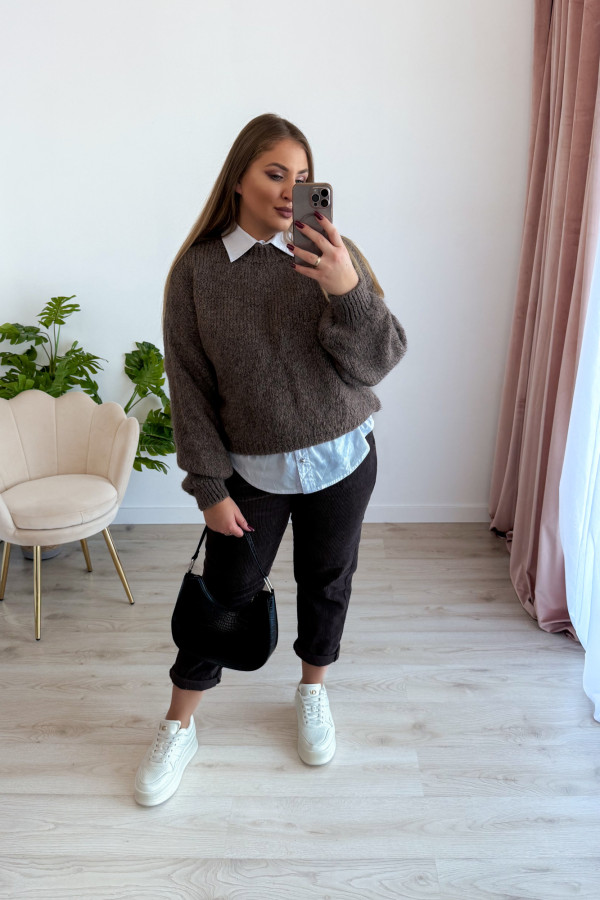 Sweter oversize z wełną i wiskozą Meggie - fango 12