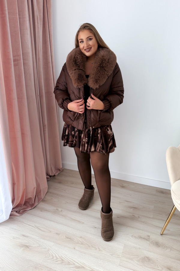 Kurtka z sztucznym futerkiem czekolada Cloudy Mood 16