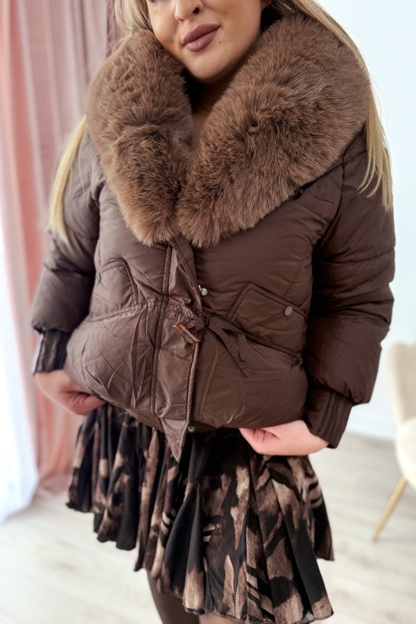 Kurtka z sztucznym futerkiem czekolada Cloudy Mood 1