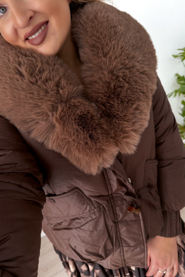 Kurtka z sztucznym futerkiem czekolada Cloudy Mood 9