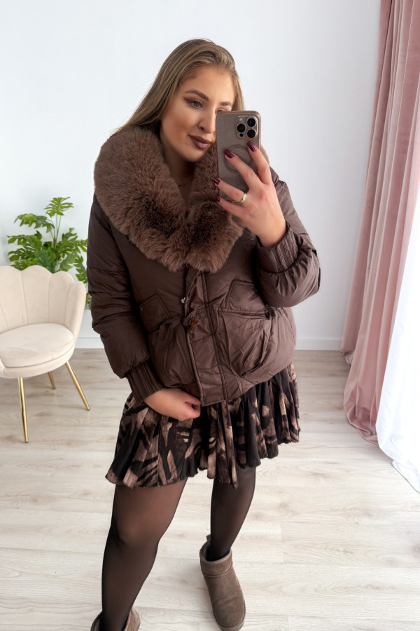 Kurtka z sztucznym futerkiem czekolada Cloudy Mood 8