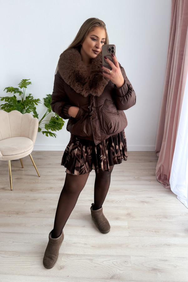 Kurtka z sztucznym futerkiem czekolada Cloudy Mood 7