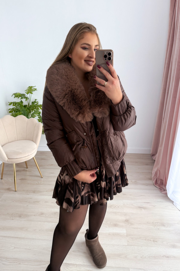 Kurtka z sztucznym futerkiem czekolada Cloudy Mood 4