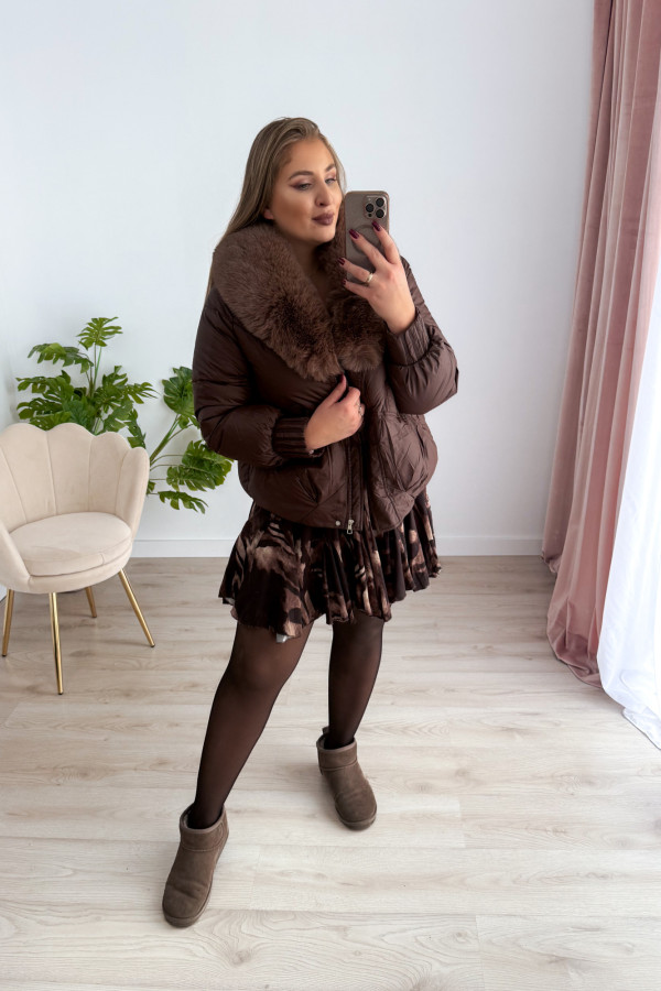 Kurtka z sztucznym futerkiem czekolada Cloudy Mood 3