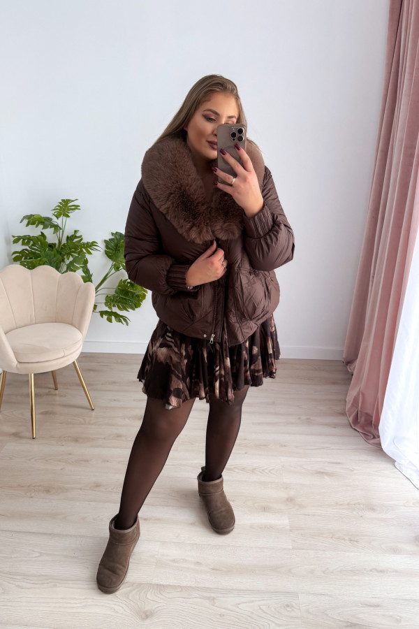 Kurtka z sztucznym futerkiem czekolada Cloudy Mood 2