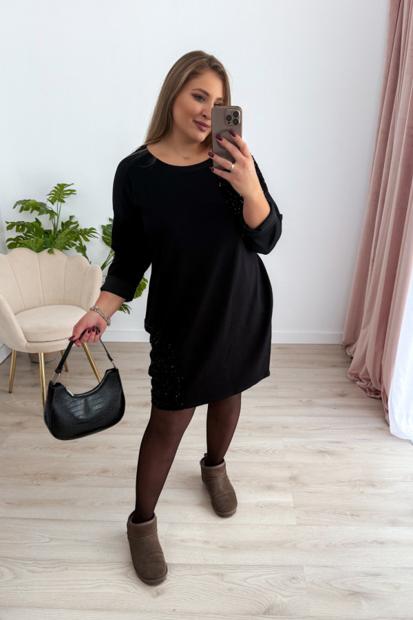 Sukienka ze wstawkami cekinowymi Chill Babe - czarna 1
