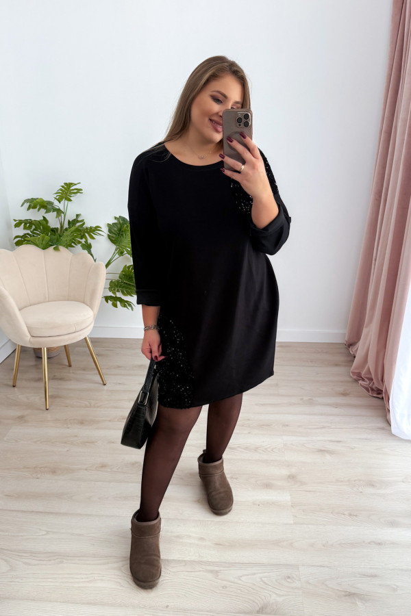 Sukienka ze wstawkami cekinowymi Chill Babe - czarna 2