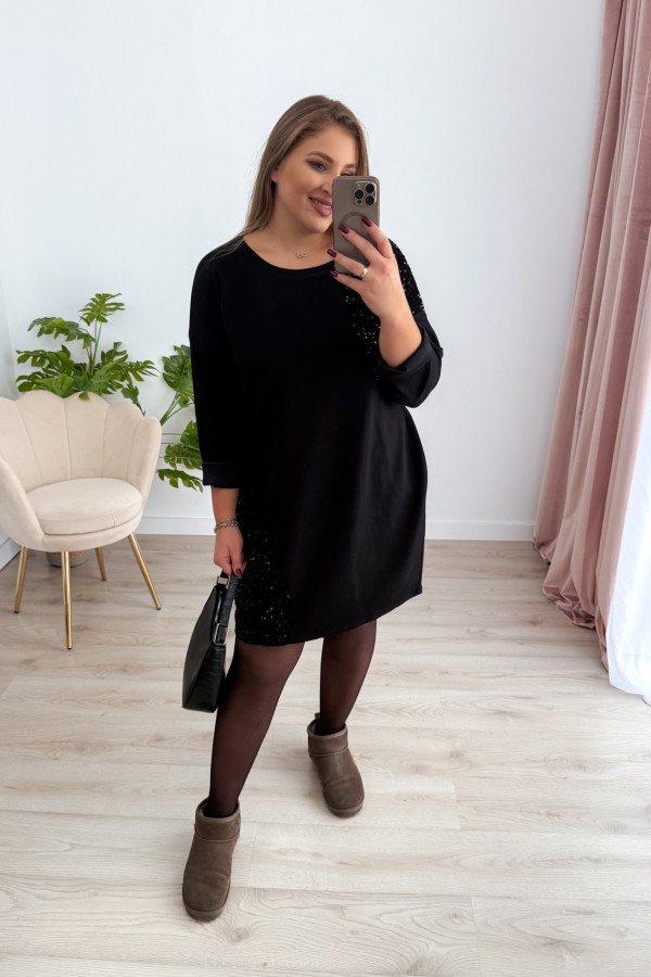 Sukienka ze wstawkami cekinowymi Chill Babe - czarna 3