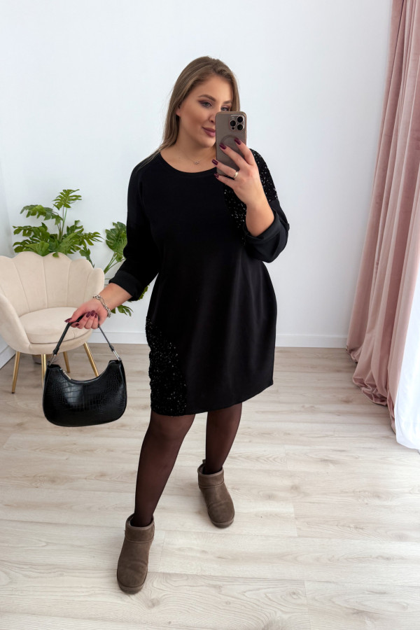 Sukienka ze wstawkami cekinowymi Chill Babe - czarna 4