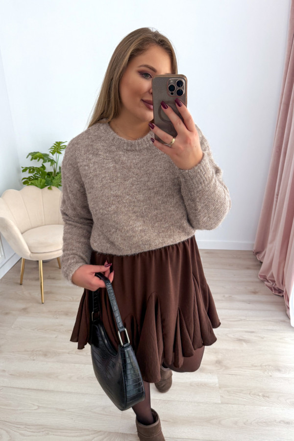 Sweter o luźnym kroju z wełną Lalie - fango 9