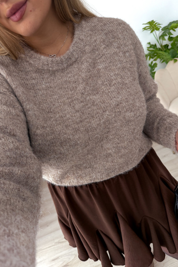 Sweter o luźnym kroju z wełną Lalie - fango 7