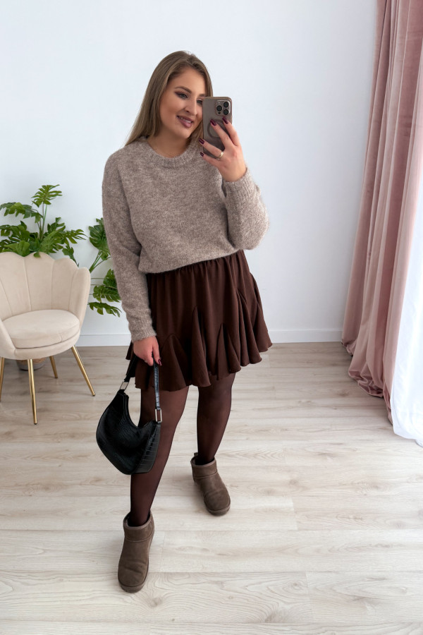 Sweter o luźnym kroju z wełną Lalie - fango 6