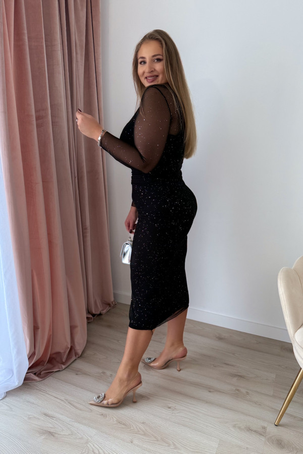 Komplet bluzka+spódnica mmidi ze srebrnymi drobinkami Hot Scene - czarny 9