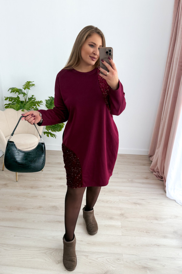 Sukienka ze wstawkami cekinowymi Chill Babe - bordo 1