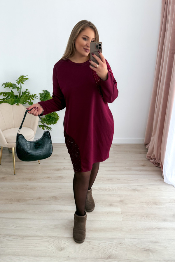 Sukienka ze wstawkami cekinowymi Chill Babe - bordo 2