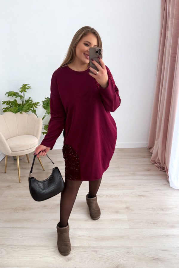 Sukienka ze wstawkami cekinowymi Chill Babe - bordo 3