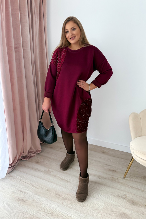 Sukienka ze wstawkami cekinowymi Chill Babe - bordo 4