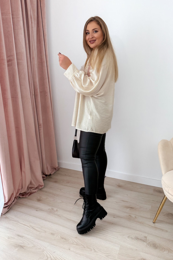 Koszula oversize z koronką Lace Dream - krem 2