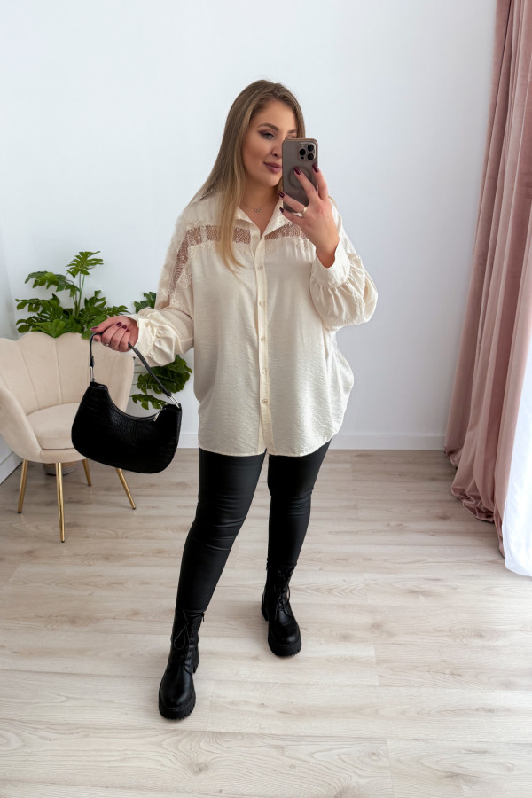 Koszula oversize z koronką Lace Dream - krem 7