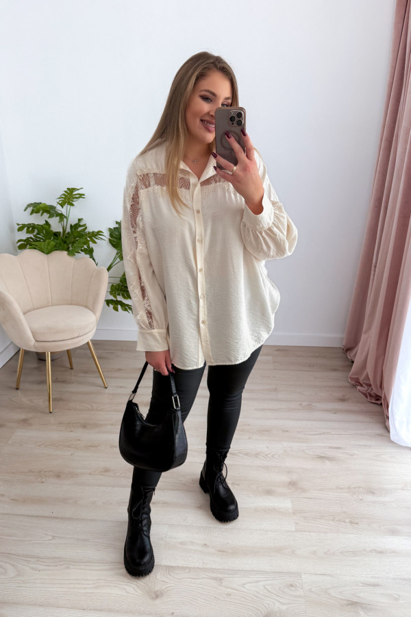 Koszula oversize z koronką Lace Dream - krem 8