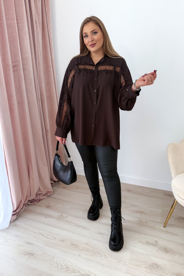 PREORDER Koszula oversize z koronką Lace Dream - czekolada (dostawa 29.10.) 6