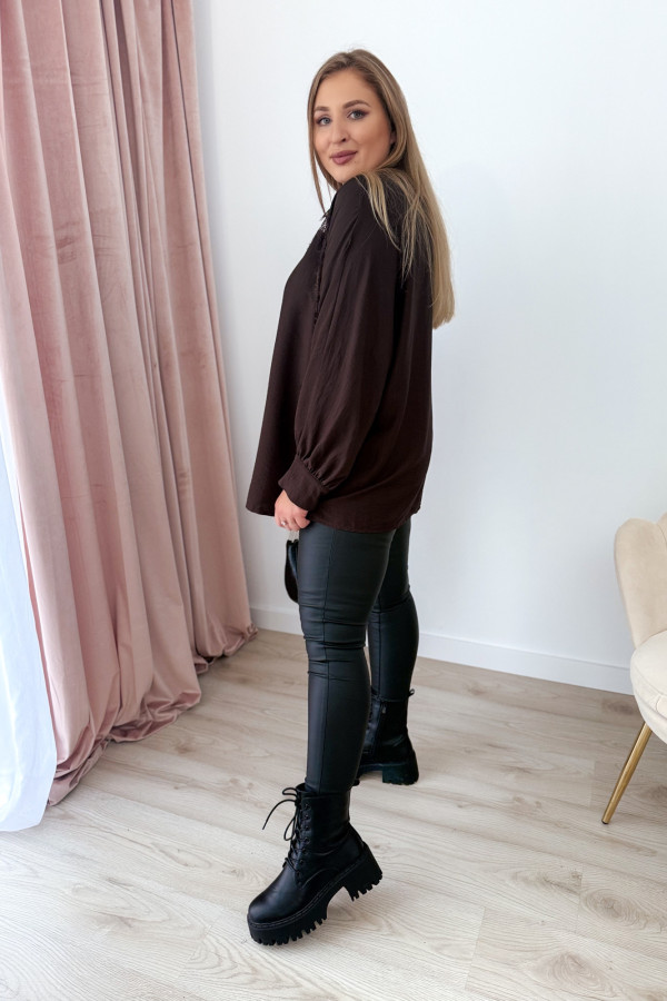 PREORDER Koszula oversize z koronką Lace Dream - czekolada (dostawa 29.10.) 8