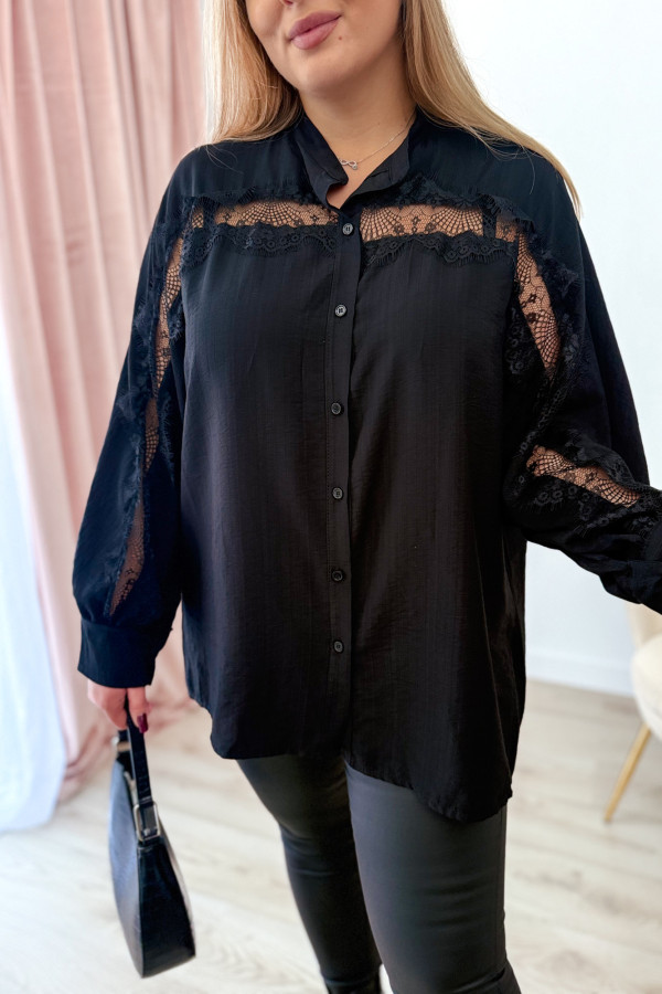 Koszula oversize z koronką Lace Dream - czarna 11