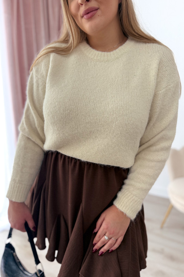 Sweter o luźnym kroju z wełną Lalie - ecru 4