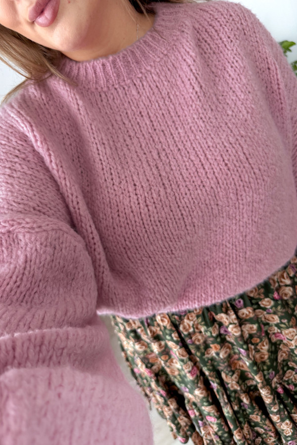 Sweter oversize z wełną i szerokimi rękawami Pippi - puder 4