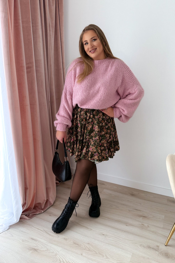 Sweter oversize z wełną i szerokimi rękawami Pippi - puder